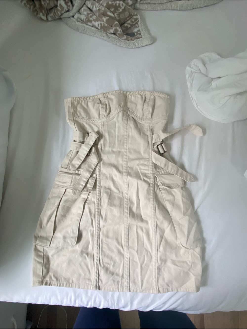 Forever 21 Strapless Cream Utility Dress